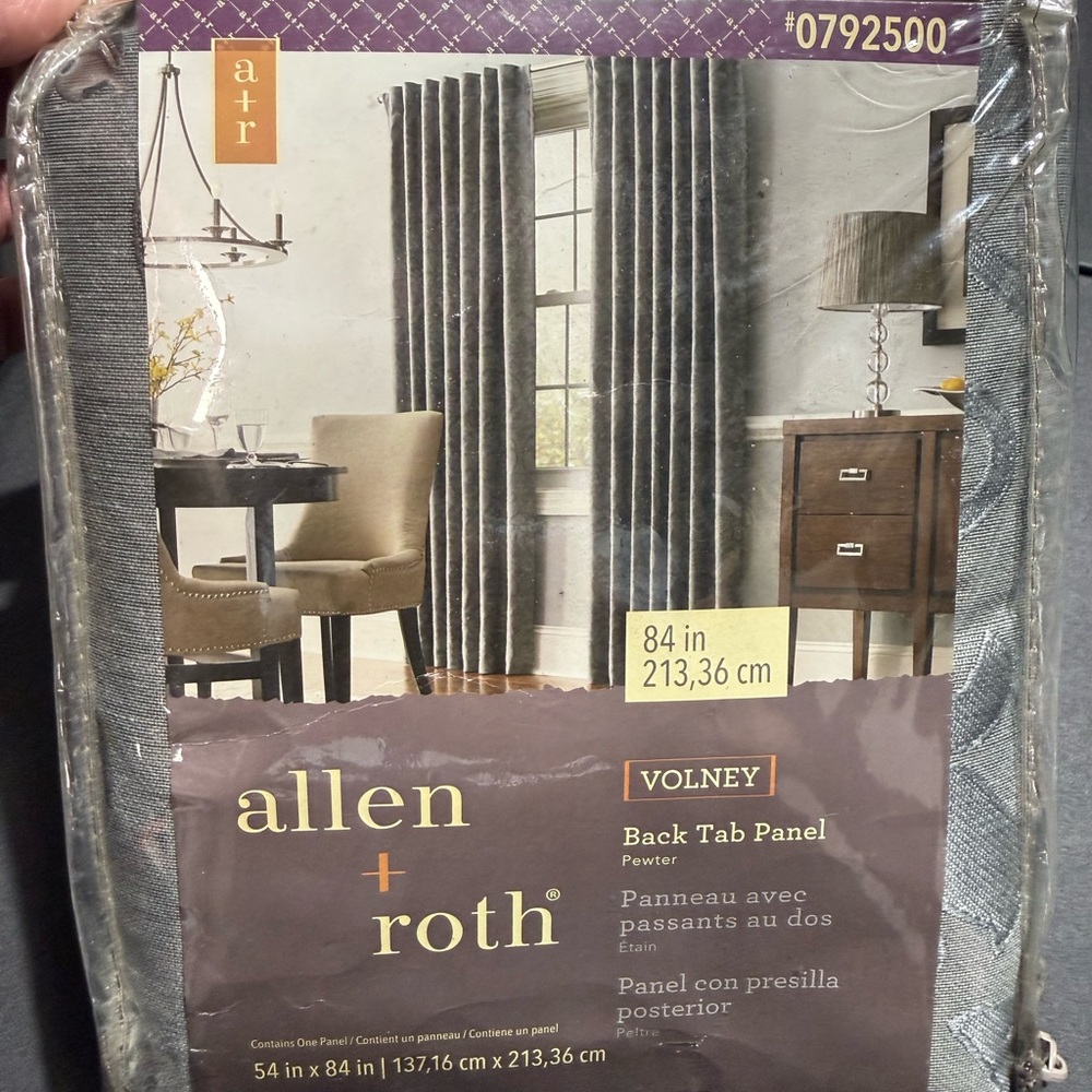 Allen+Roth Grey and Silver Floral Curtain Panel